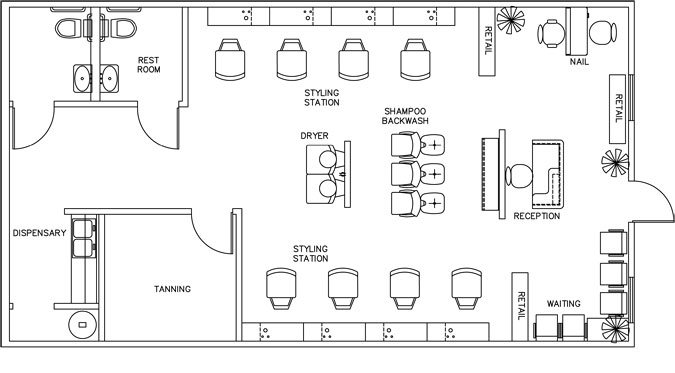 Beauty Salon Floor Plan Design Layout 1160 Square Foot