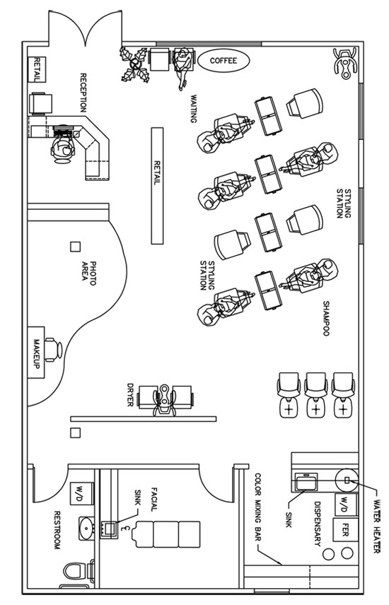 Beauty Salon Floor Plan Design Layout 1390 Square Foot