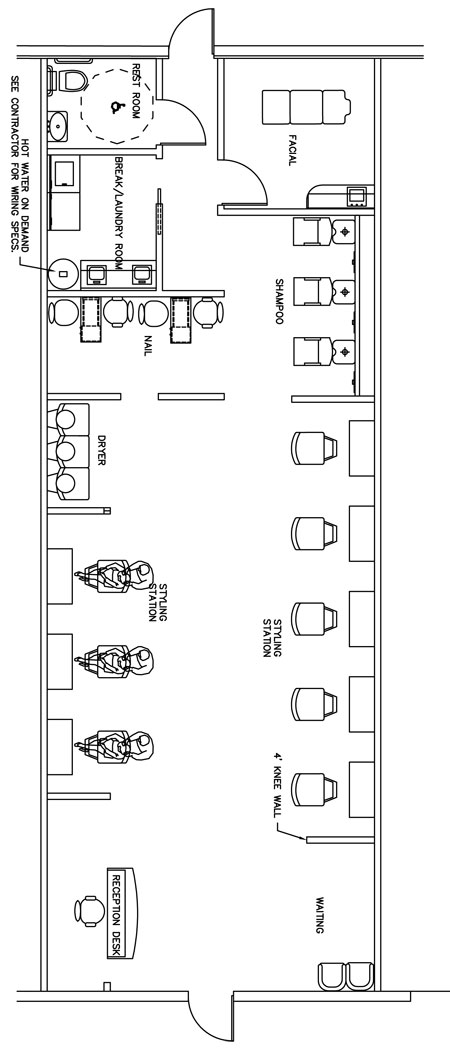 Help with Beauty Salon Floor Plan Design Layout - 1400 Square Foot