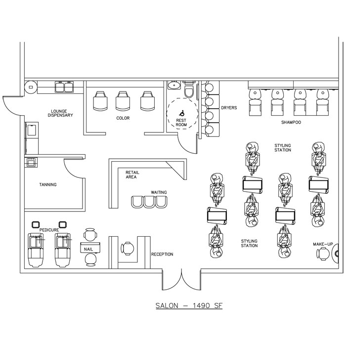 Beauty Salon Floor Plan Design Layout 1490 Square Foot