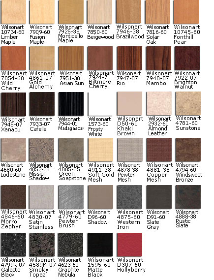 Wilsonart & Formica Laminate Colors (Other Colors are available, Call for Details)