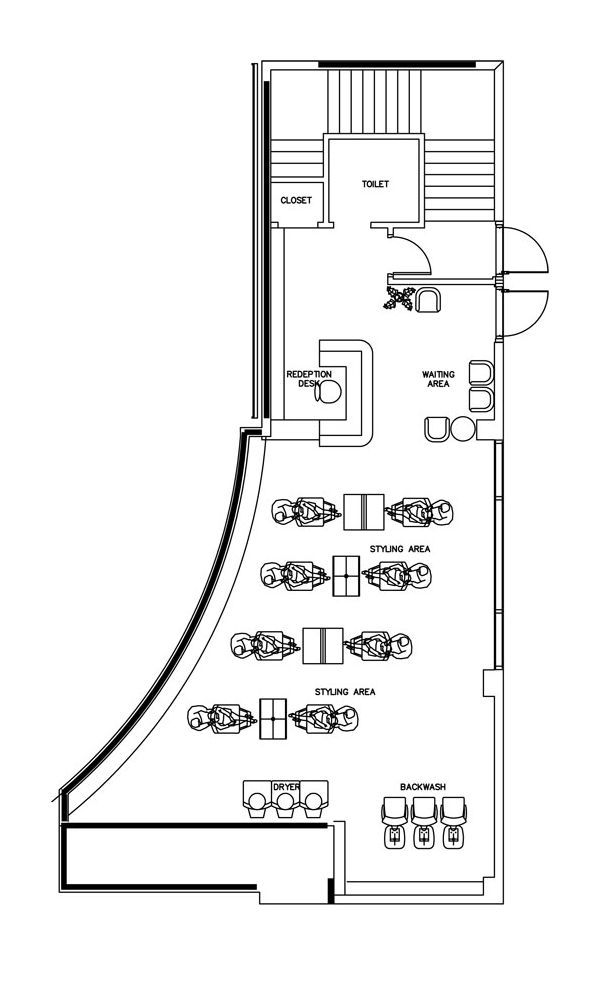 AB Salon Equipment Interior Design Floor Plan - 1268 Square Foot Salon