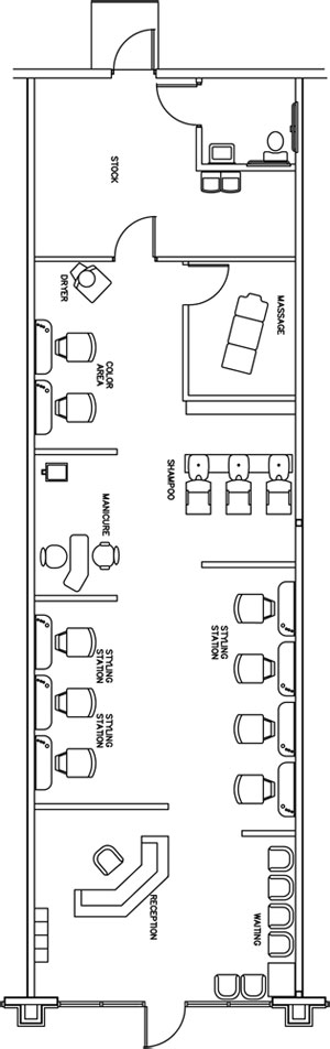 Beauty Salon Floor Plan Design Layout - 1400 Square Foot