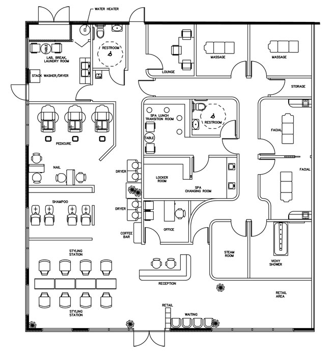 Beauty Salon Floor Plan Design Layout 3375 Square Foot