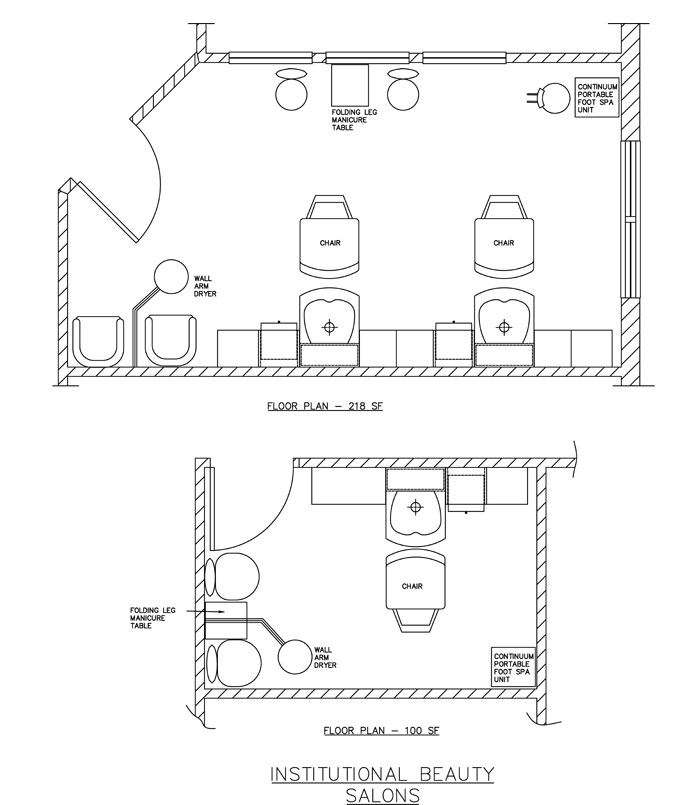 Institutional Salon Floor Plan Design Layouts 218 / 100