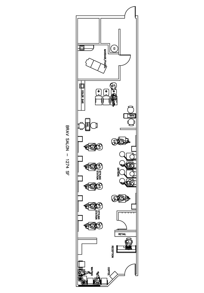 Beauty Salon Floor Plan Design Layout - 1274 Square Foot