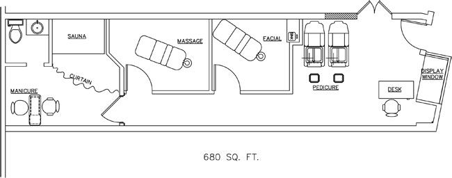 Spa Floor Plan Design Layout - 680 Square Feet