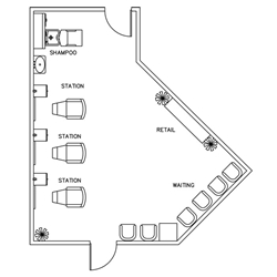 Barber Shop Floor Plan Design Layout - 484 Square Foot