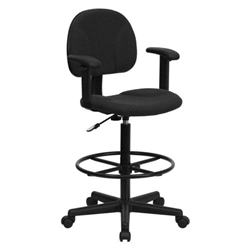 AB Atmosphere BT-659-BLK-ARMS-GG Black Patterned Fabric Ergonomic Stool w/ Arms