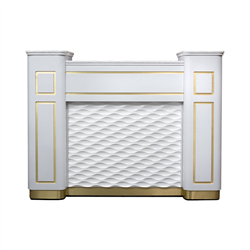 NAPA White/Gold Reception Desk w/LED Accent Light