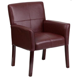 AB Atmosphere Burgundy Leather Reception Chair with Mahogany Legs