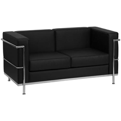Flash Furniture Hercules Regal Black Leather Love Seat w/ Frame