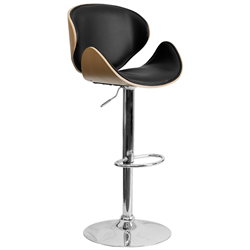 AB Atmosphere SD-2203-BEECH-GG Beech Bentwood Stool w/ Curved Black Vinyl Seat & Back