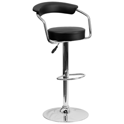 AB Atmosphere CH-TC3-1060-BK-GG Contemporary Black Vinyl Stool w/ Arms & Chrome Base