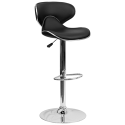 Flash Furniture Contemporary Cozy Mid-Back Black Vinyl Stool