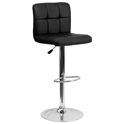 AB Atmosphere DS-810-MOD-BK-GG Contemporary Black Quilted Vinyl Stool w/ Chrome Base
