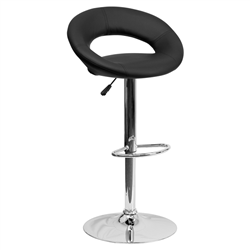 AB Atmosphere DS-811-BK-GG Contemporary Black Vinyl Rounded Back Stool w/ Chrome Base