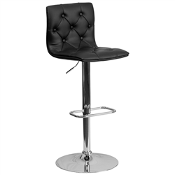 Flash Furniture Contemporary Tufted Black Vinyl Stool w/ Chrome Base