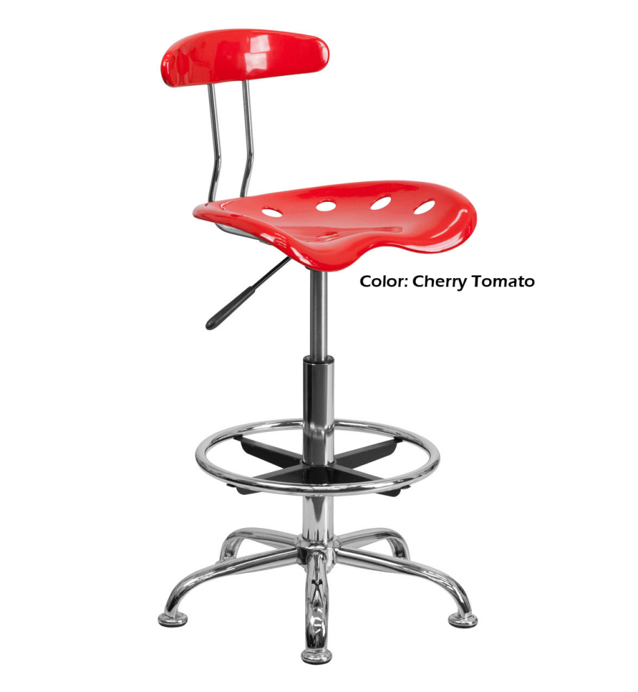 Flash Furniture Tractor Seat Drafting - Salon Cutting Stool w 