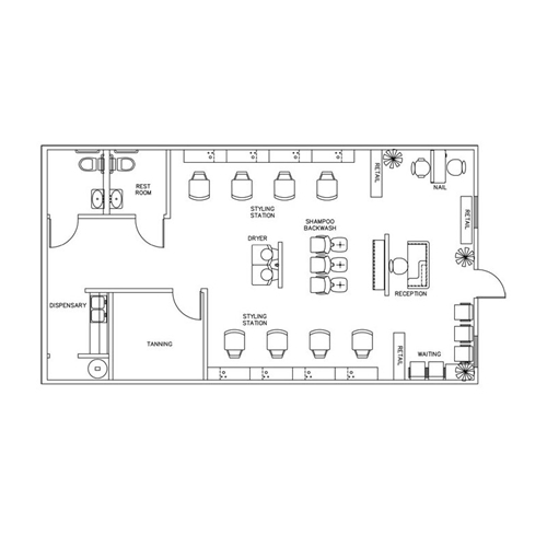 Beauty Salon Floor Plan Design Layout - 1160 Square Foot