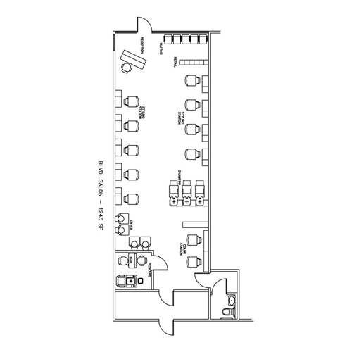 Beauty Salon Floor Plan Design Layout - 1245 Square Foot