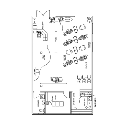 Beauty Salon Floor Plan Design Layout - 1390 Square Foot