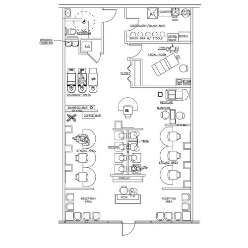 Beauty Salon Floor Plan Design Layout - 1533 Square Foot