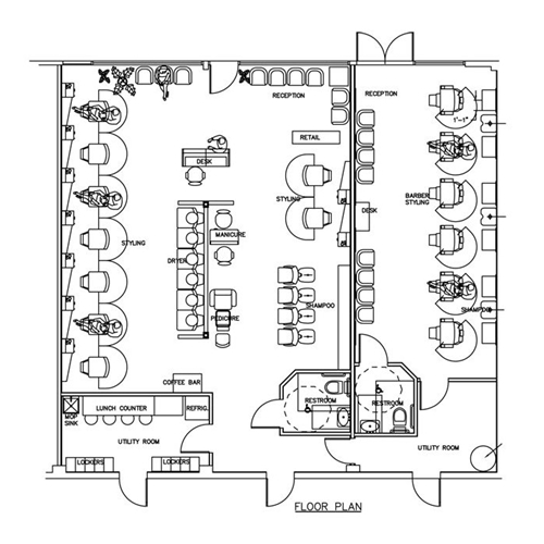 Beauty Salon Floor Plan Design Layout - 2040 Square Foot