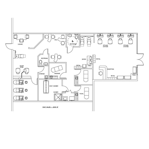 Beauty Salon Floor Plan Design Layout - 2045 Square Foot