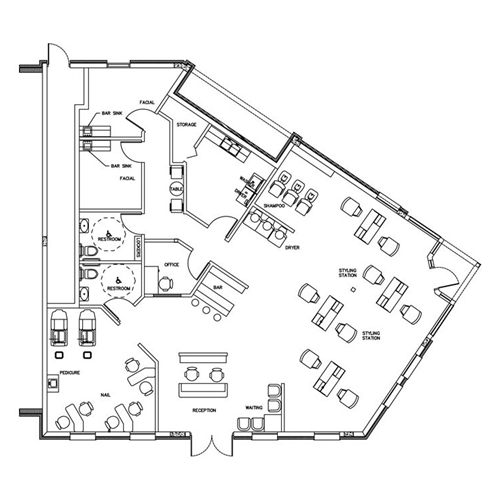 Beauty Salon Floor Plan Design Layout - 2232 Square Foot