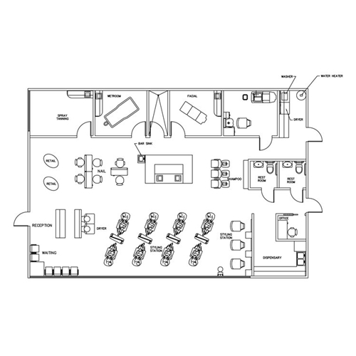 Beauty Salon Floor Plan Design Layout - 2385 Square Foot