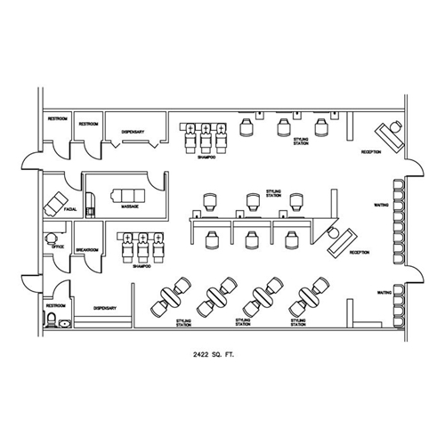 Beauty Salon Floor Plan Design Layout - 2422 Square Foot