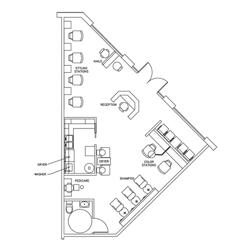 Beauty Salon Floor Plan Design Layout - 890 Square Foot