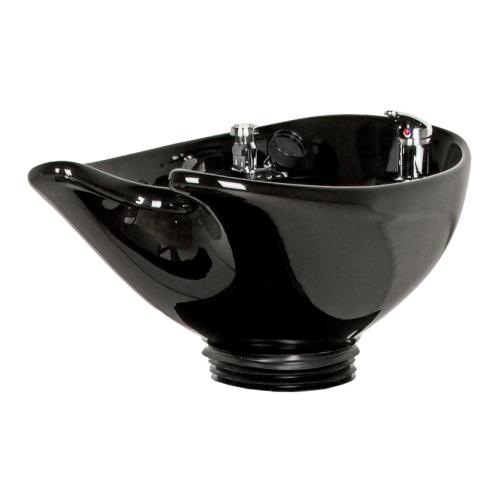 Jeffco 8700 Porcelain Backwash Shampoo Bowl w/ 570 Faucet & Vacuum Breaker - Black