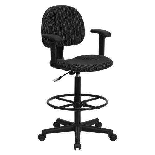Flash Furniture Black Patterned Fabric Ergonomic Stool w/ Arms