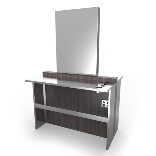 AB-90641 Custom Stainless and Wood Laminate Double Styling Station