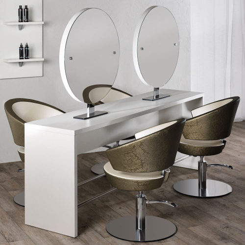 Salon Ambience MI/484 Brooklyn Round Island Station - 4 Positions - White Ash
