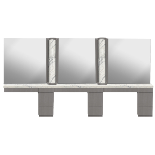 AB Salon Equipment 57480 Triple Column Styling Station