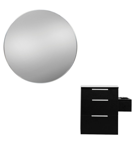 Pibbs 6004 Wall Salon - Styling - Barber Station w/  34" Round Mirror