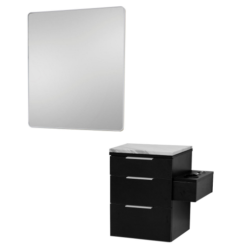 Pibbs 6004 Wall Salon - Styling - Barber Station w/  34" Round Mirror
