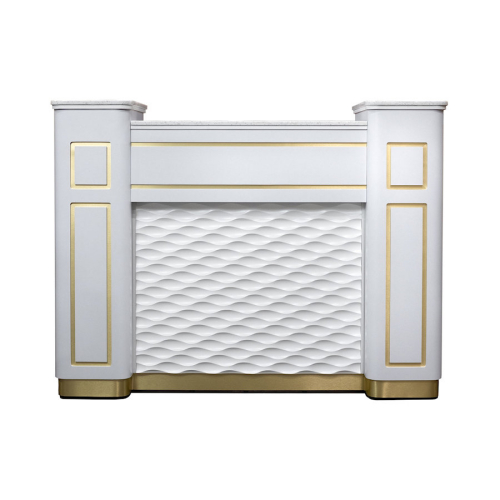 NAPA White/Gold Reception Desk w/LED Accent Light