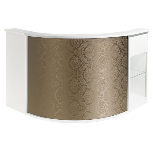 Salon Ambience RD/256 Form White Ash Reception Curved Sky Panel, Cabinet + Display