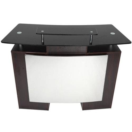 J & A USA Reception Desk with Glass Top - Walnut