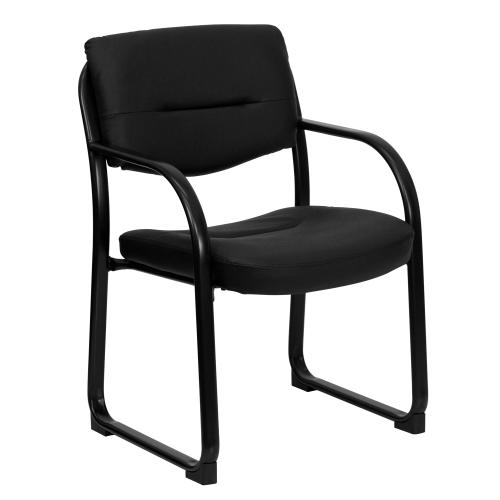 Flash Furniture Black Leather Executive Side Chair with Sled Base