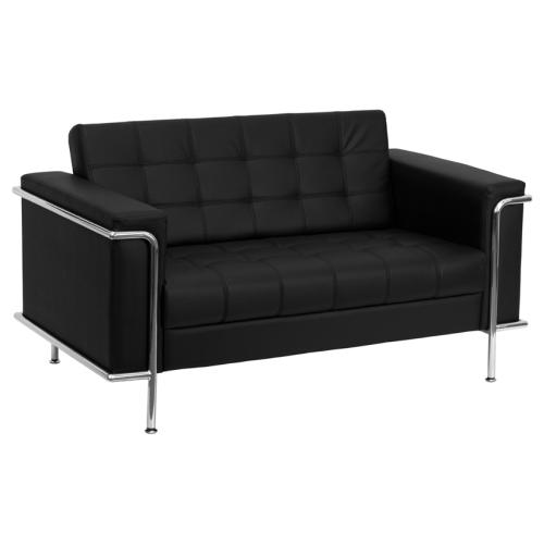 Flash Furniture Hercules Lesley Black Leather Love Seat w/ Frame