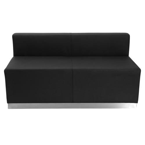 Flash Furniture Hercules Alon Black Leather Love Seat w/ Steel Base