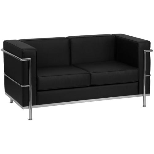 Flash Furniture Hercules Regal Black Leather Love Seat w/ Frame