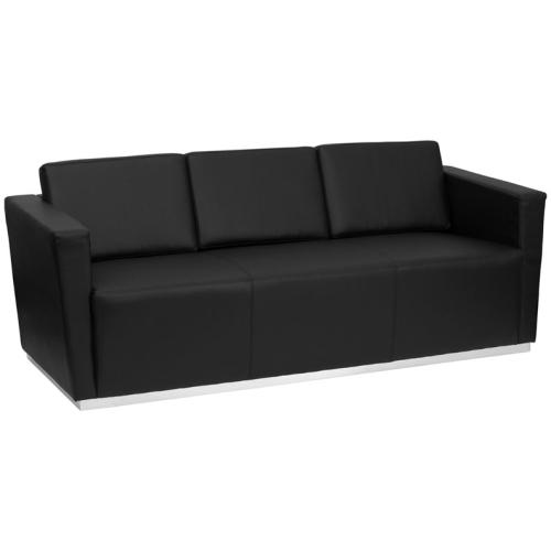 Flash Furniture Hercules Trinity Black Leather Sofa w/ Stainless Steel
