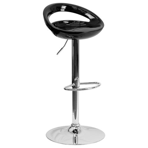 Flash Furniture Contemporary Black Plastic Stool w/ Chrome Base