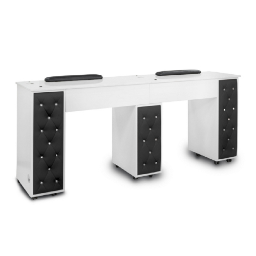 AYC DREXEL Tufted Double Nail Table w/Marbled Stone Top